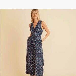 Marine Layer Navy Floral Sleeveless Jumpsuit